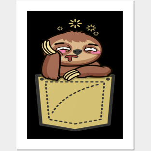 'Chillin' Sloth Pocket Tee' Funny Sloth Gift Posters and Art